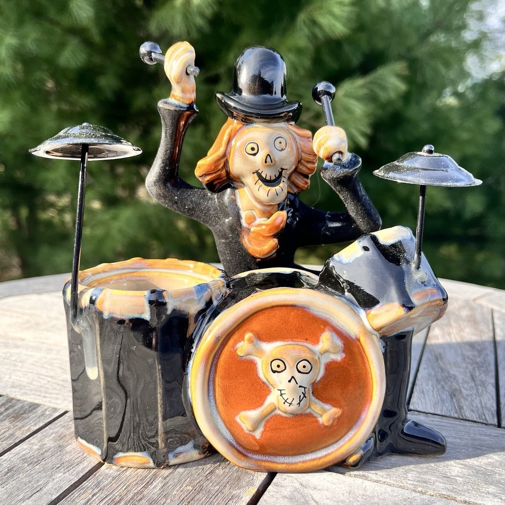 Halloween Yankee Candle Boney Drummer Tealight Holder 2010 Boney Bunch 6.5"H